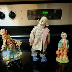 X3 Vintage Clown Figurines (See Ad!)