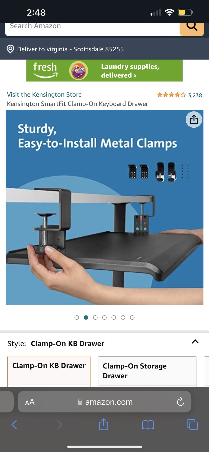 Kensington SmartFit ClampOn Keyboard Drawer for Sale in Scottsdale, AZ