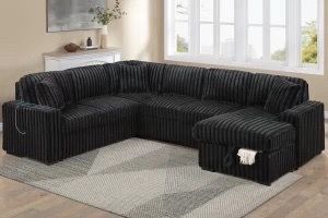 New! 🛋️ Soft Corduroy Big Sectional-Sleeper-⚡️Charging-Storage