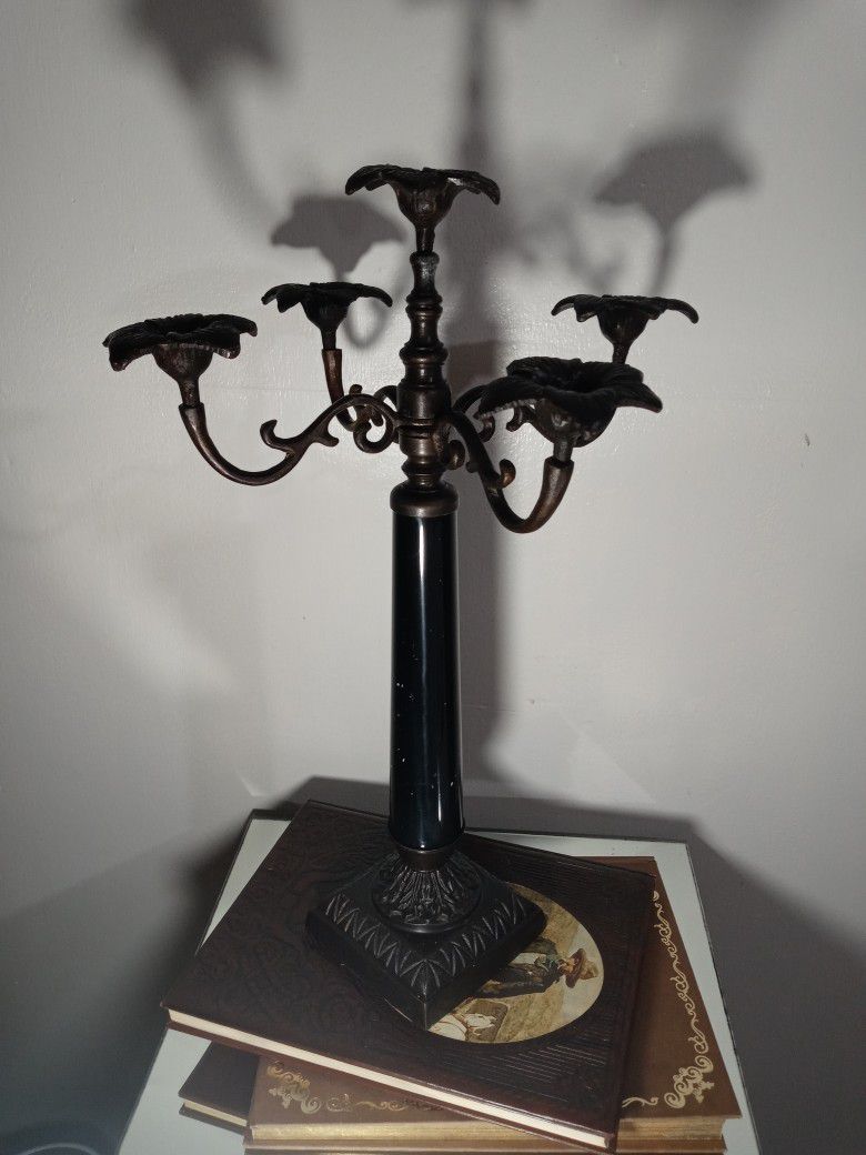 Vintage 5 Tier Bronze Metal Candelabra  - Candleholder - Centerpiece  18.5"×10"r