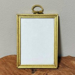 Antique Petite Brass Photo Frame With Ring Wall Decor
