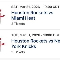 2  AISLE seats LOW section for MARCH homes games Houston Rockets