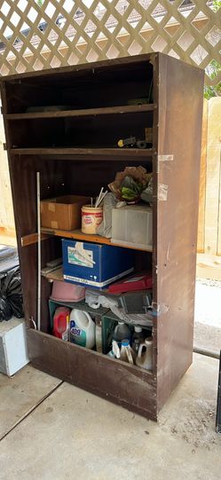 Metal cabinet. Long 36 inch, 20 inch, height 65 inch