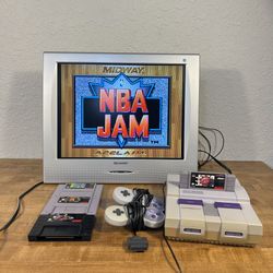 Super Nintendo Bundle W/ Games & Sharp Liquid Crystal 20” TV