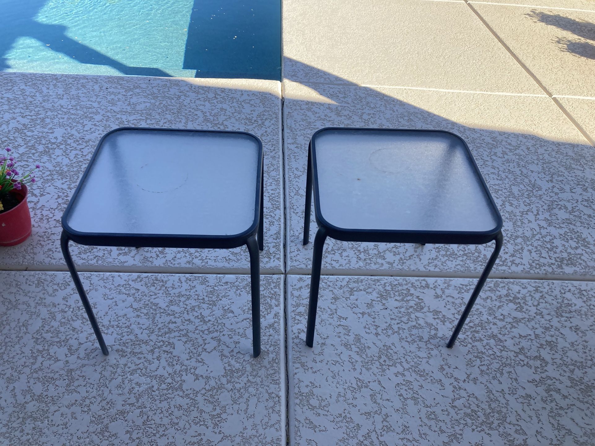 2 Outdoor Metal And Glass Tables