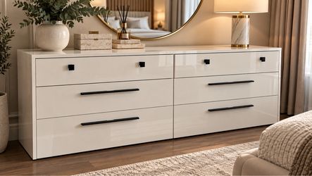 White Gloss 6-Drawer Double Dresser