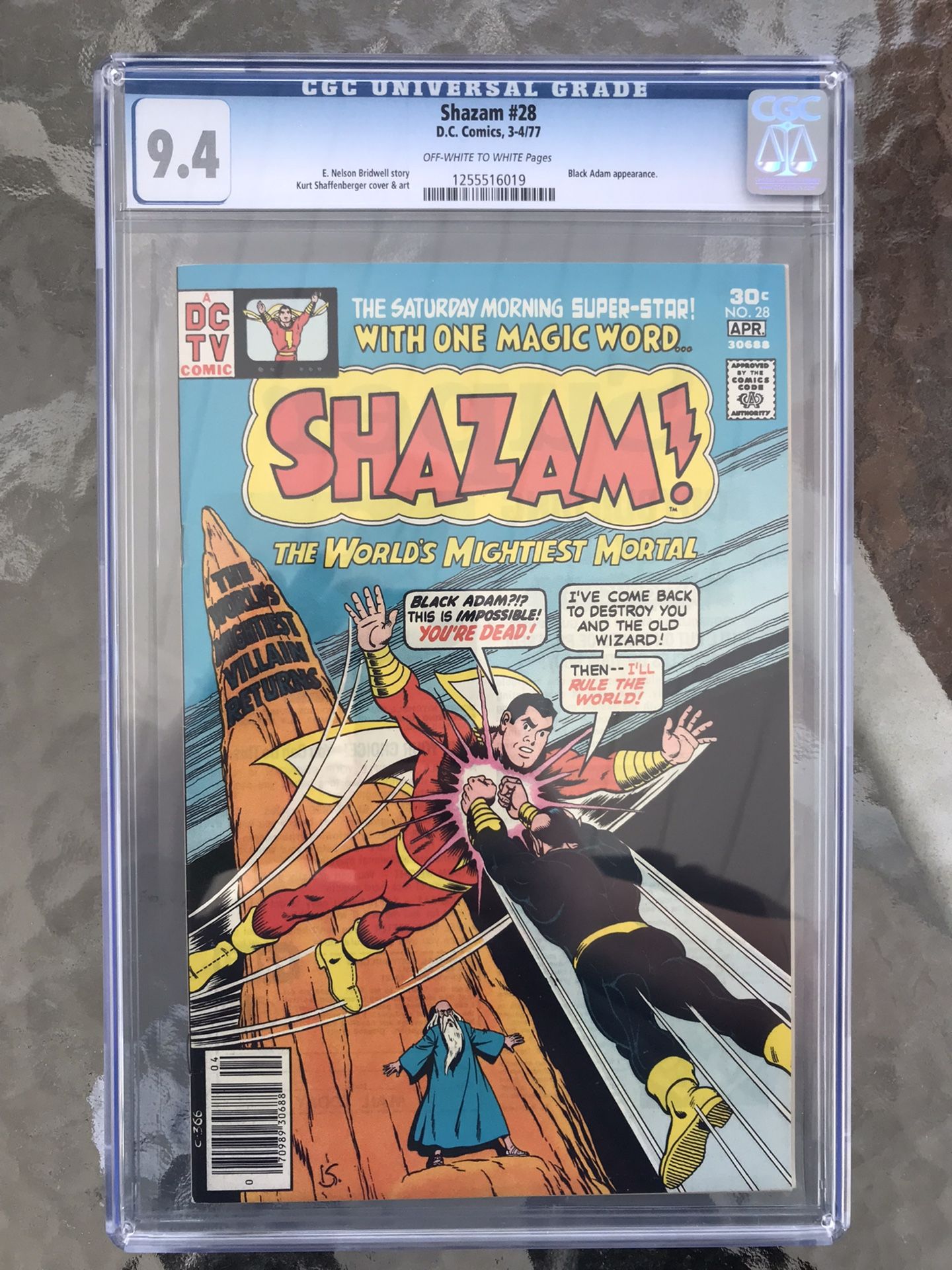 Shazam #28 (1977) CGC 9.4 — O/w to White Pages; 2nd Black Adam; 1st Since Golden Age
