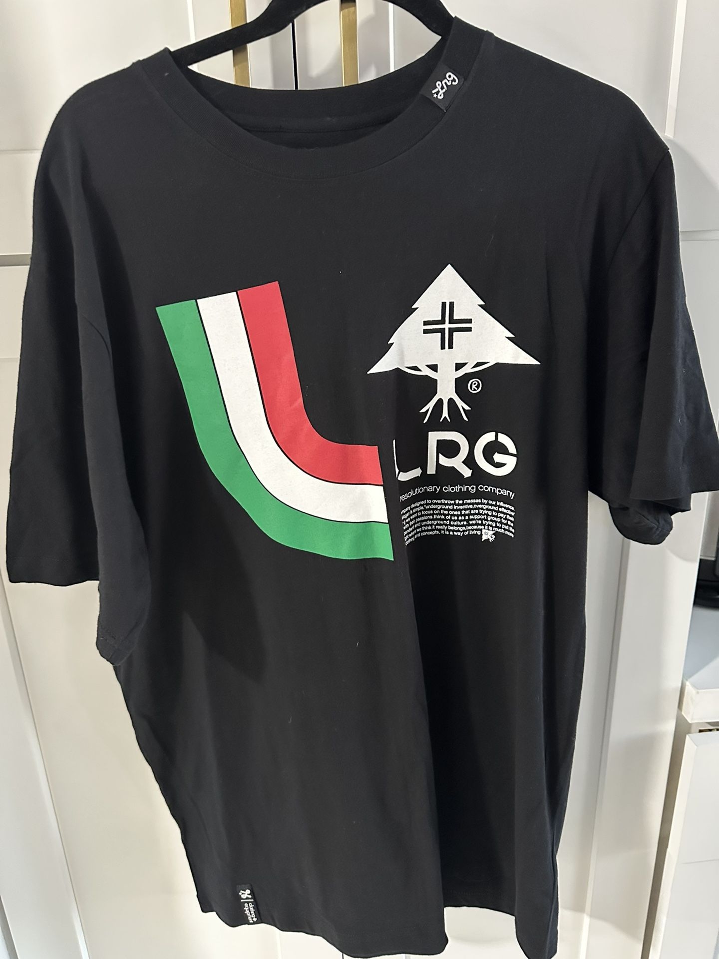Rare Lifted Research Group (LRG) XL Red, White & Green Logo Print Shirt