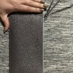 Kate Spade Glitter silver wristlet Never used