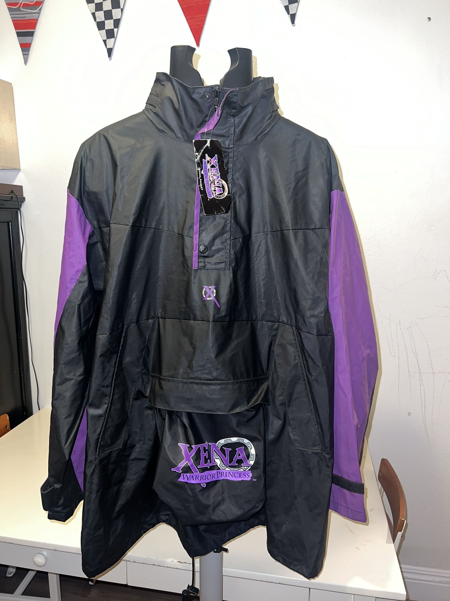 Xena Warrior Princess Black Purple Pullover Rain Gear Jacket