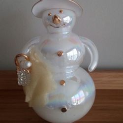 Handcrafted Glass Snowwoman 