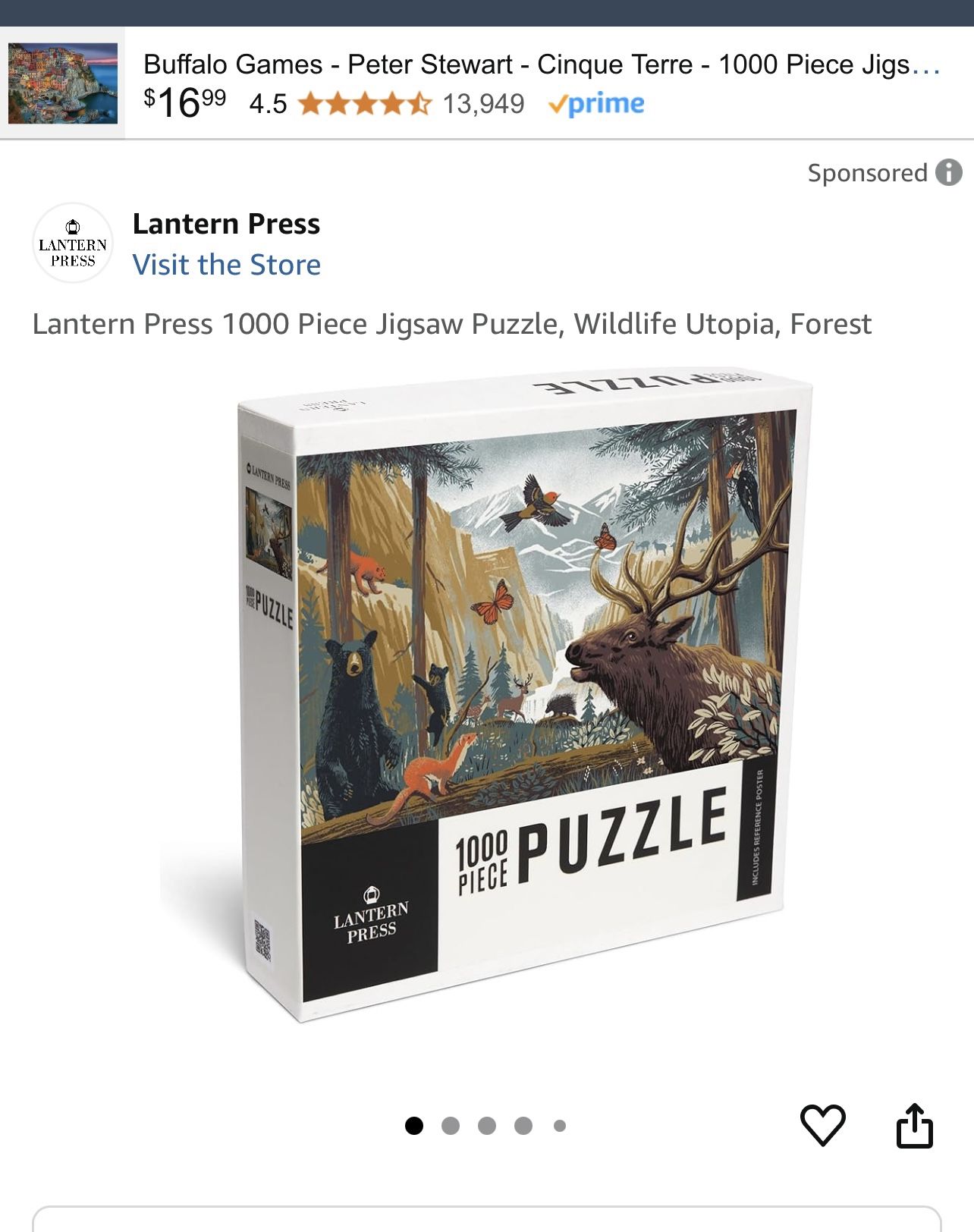 Puzzle 1000 Pieces Lantern Press Wildlife.