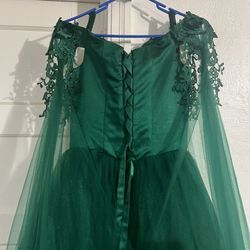 Women's Off The Shoulder Dress(Emerald Green)