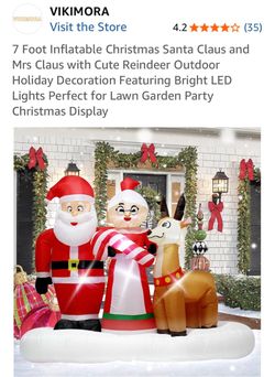 7-Foot Inflatable Santa, Mrs. Claus & Reindeer Set