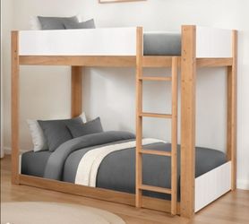 Brand New White & Natural Tone Twin Bunk Bed