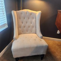 White Tufted Wingback Chair