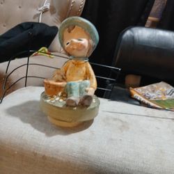 Music Box Porcelain little boy Figurine 