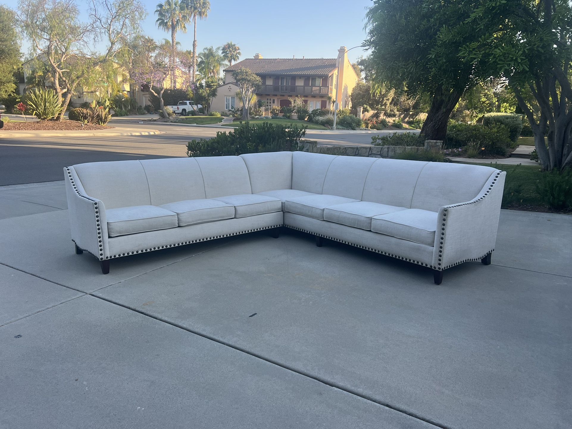 White/Ivory L-Shaped Sectional Couch