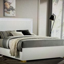Marceline White LED Queen Bed Frame