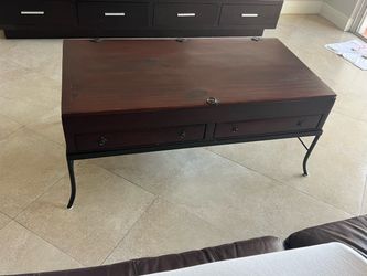 Wood and Metal Coffee Table with Drawers