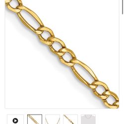 14ky 24” Semi Solid Figaro Chain