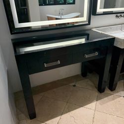 Black Smoked Mirror Bathroom Vanity Console Accent Table - FREE DELIVERY! Today & Tomorrow Only!