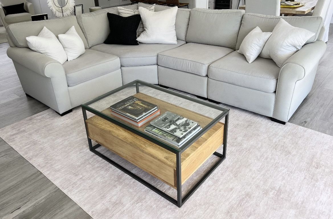 Sectional Couch L Shape Macys Washable Cushion Covers Beige Grey