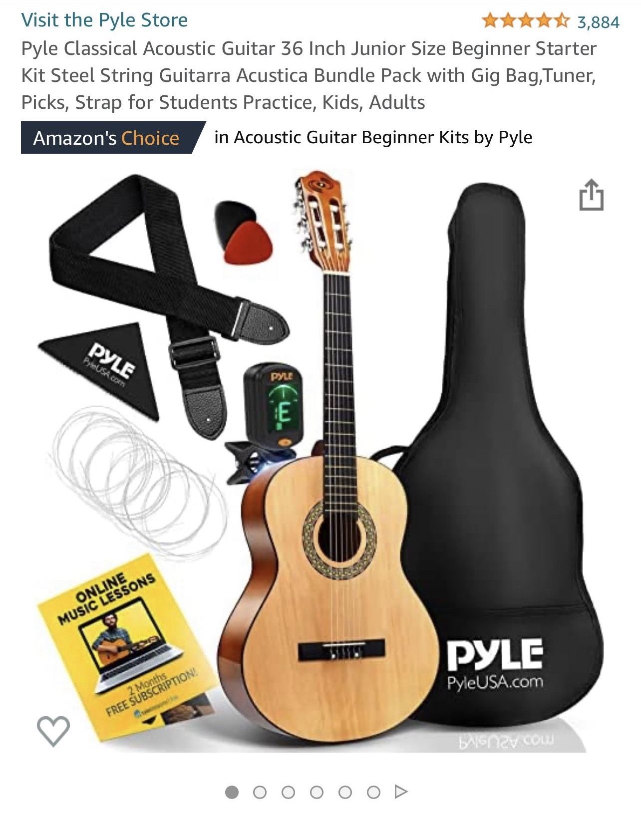Pyle 36 In Beginner Guitar Set