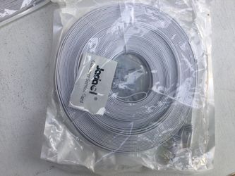 (1 cable) Jadaol Cat 6 Ethernet Patch Cable Flat White RJ-45 50ft Universal white