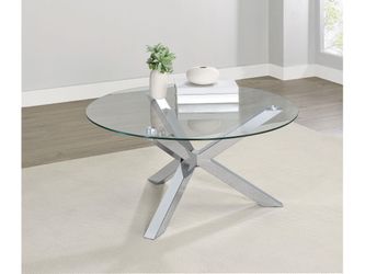 Kenzie Chrome Round Tempered Glass Top Cocktail Coffee Table