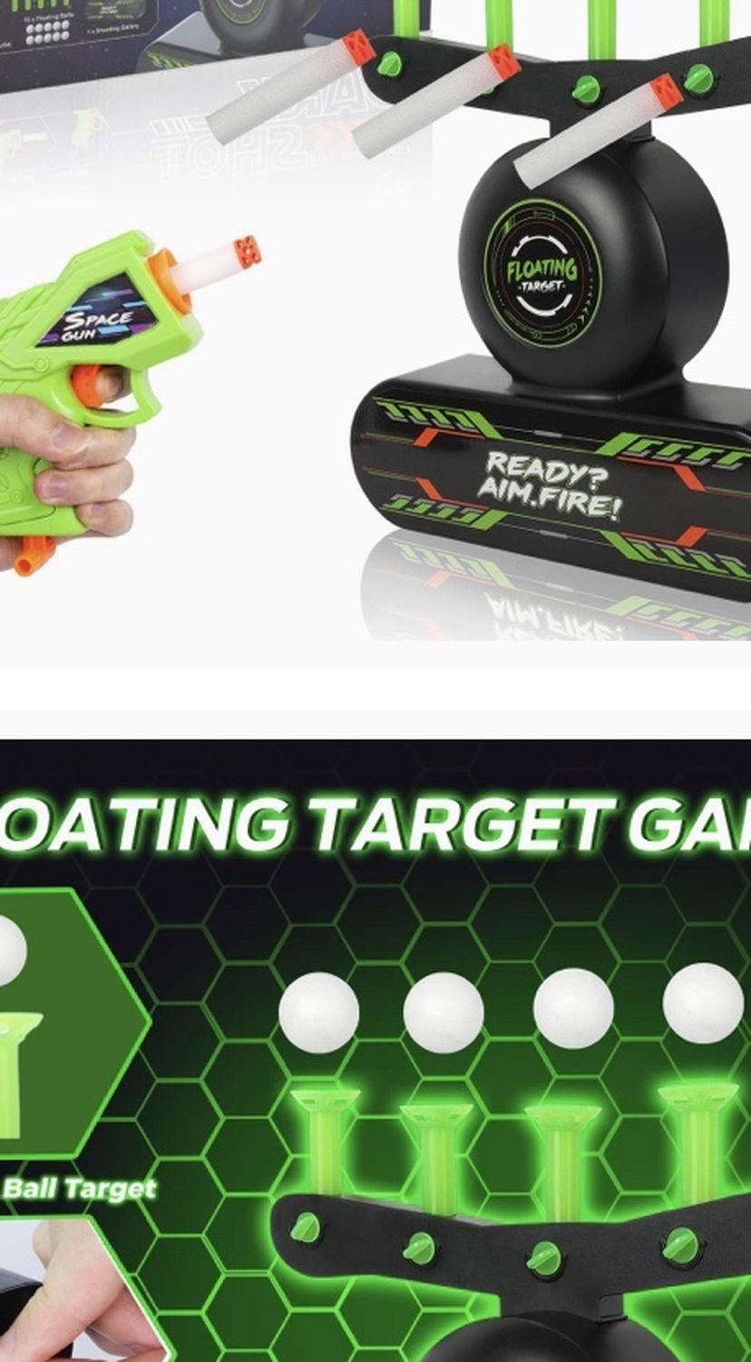 Floating Ball Shooting Game, 36PCS Shooting Games Kit Glow in The Dark Luminous Electric Floating Target Practice Toys with Balls Soft Darts Toy Guns 