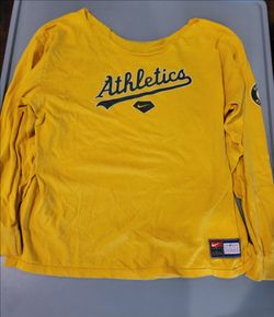 💛 Nike Team Oakland Athletics Long Sleeve Shirt Adult XL – Custom Cut Neck | Vintage MLB