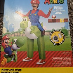 Super Mario Bros. Mario Riding Yoshi Inflatable Costume Halloween Kids One Size