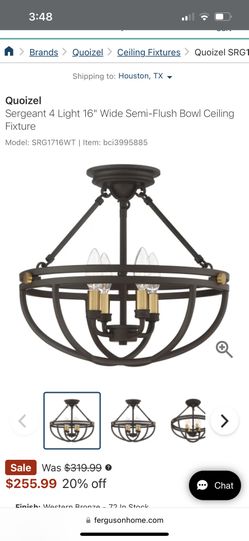 4 Light Bronze And Aged Brass Finish Semi Flushmount Light