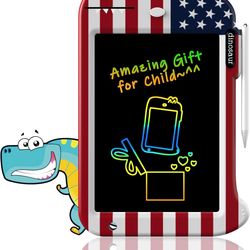 NEW IN BOX  8.8 Dino LCD Writing Tablet for Kids Doodle Board Drawing Pad Birthday Gifts for 3 4 5 6 7 8 Year Old Boys and Girls (Flag US), PINKBIRD 8