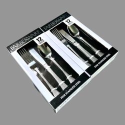 Faberwear Monterrey Stainless Steel Hammered Utensils 2 sets of 12 / 24 in Total