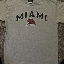 Miami University Redhawks grey and red VINTAGE t-shirt #collegiate Size Large
