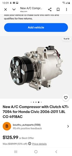 4 New A/C Compressor with Clutch (contact info removed) for Honda Civic 2006-2011 1.8L CO 4918AC new on box Retail $180