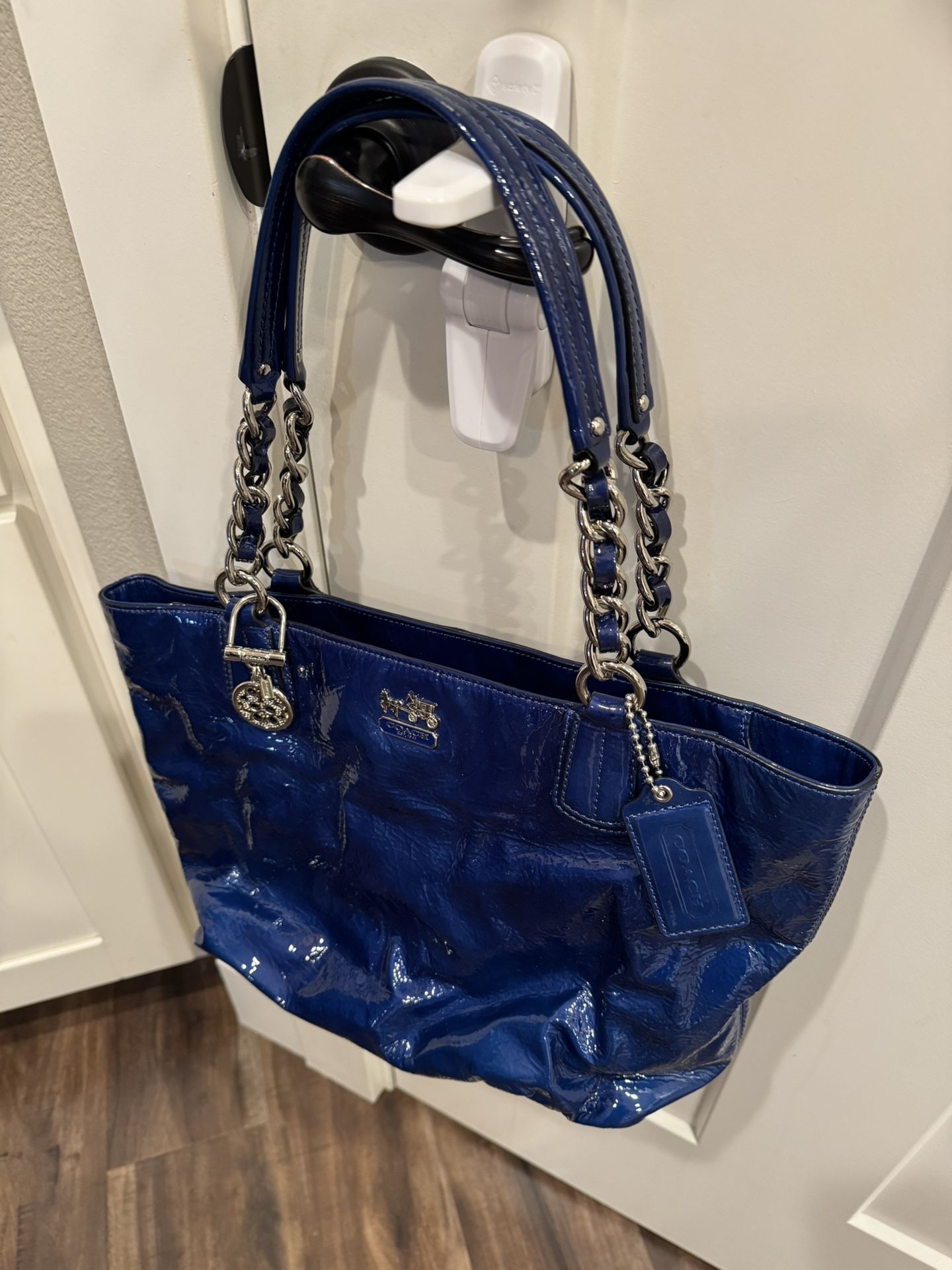 Coach Blue Patent Leather Handbag