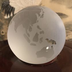 Etched Glass Paperweight (Globe)