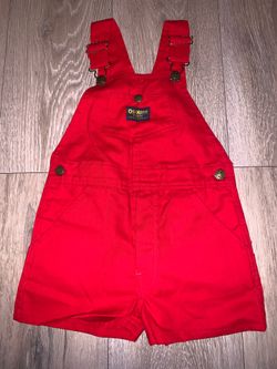 Vintage OshKosh B'gosh Red Shortalls Size: 7/6X Made in U.S.A. 100% Cotton