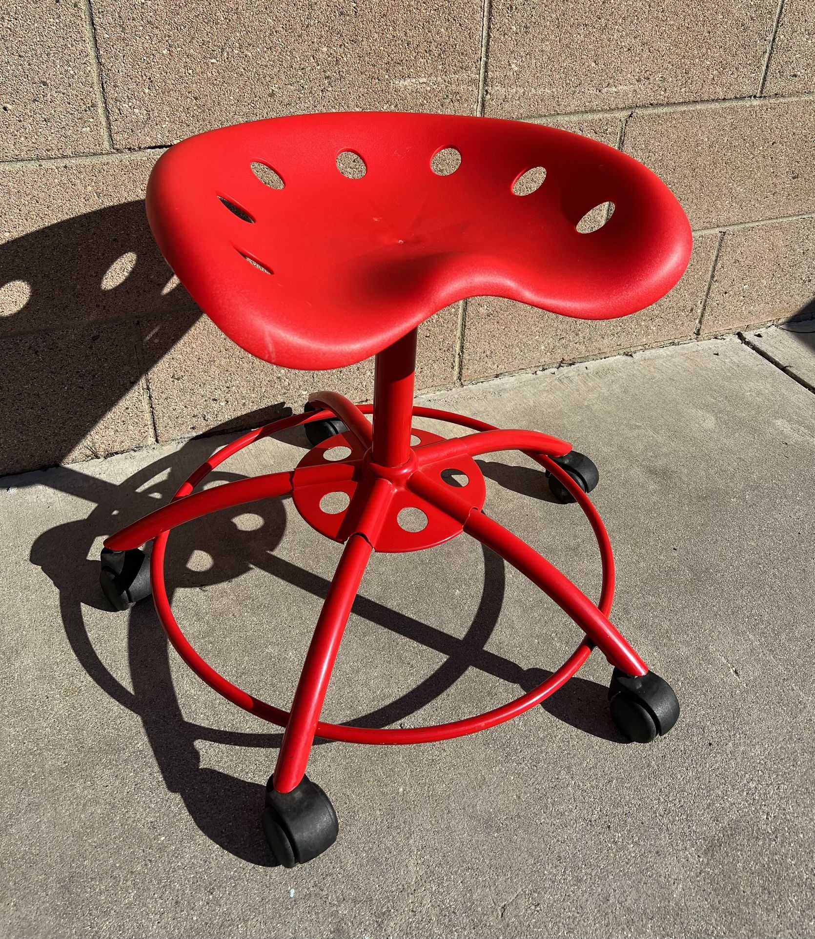 Vintage IKEA Red Tractor Chair Saddle Seat Swivel Stool MCM Industrial Design