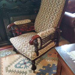Unique  Antique Chair Adjustable Back One Of A Kind And A Beautiful Lamp In One Price! Delivery Available!