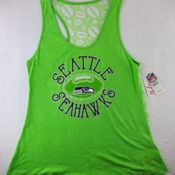 Seattle Seahawks Teen Girl Tank Burnout, Football Green XS, L