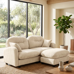 Roselyn 74" Modular Chenille Cloud L-Shaped Sectional Sofa with Ottoman