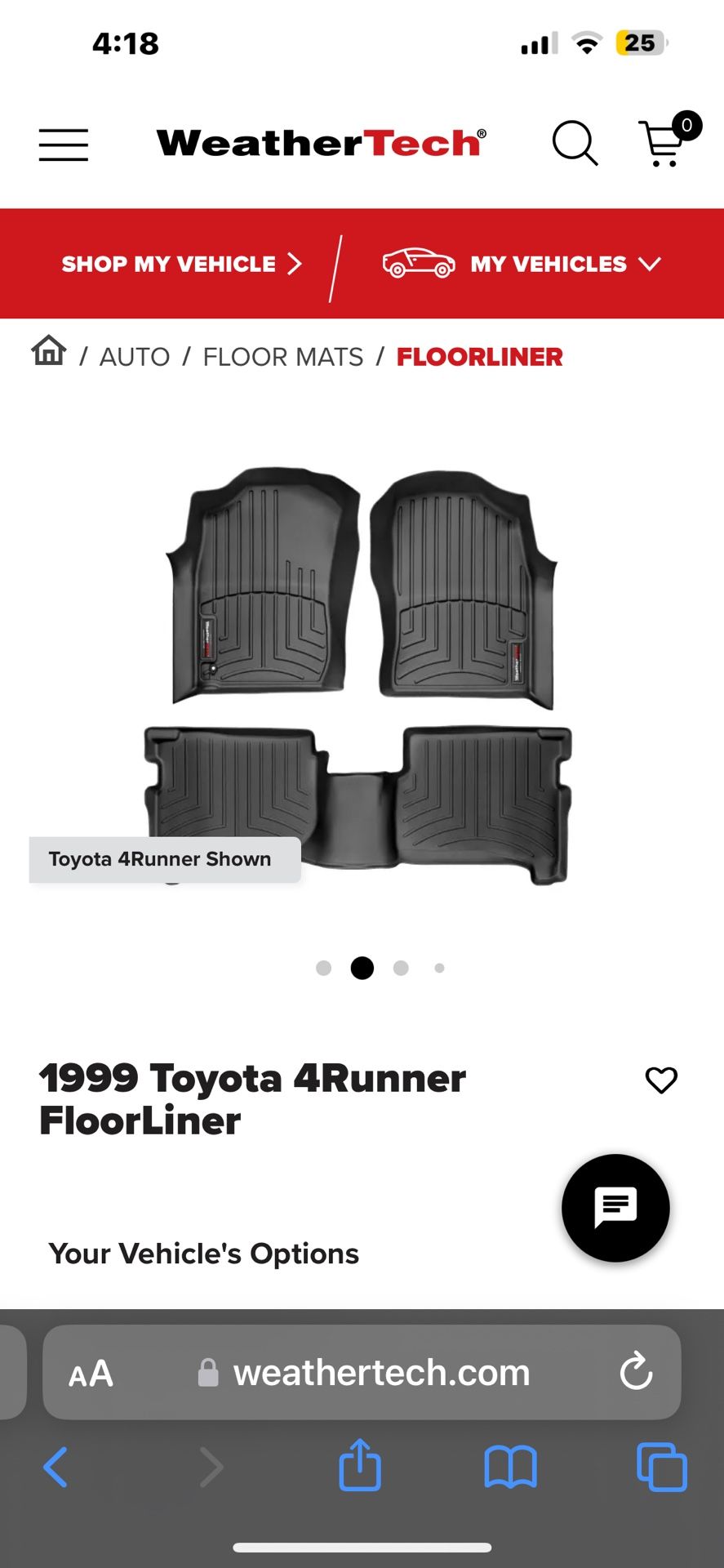 1999 Toyota 4Runner (Brand New) WeatherTech floor mats