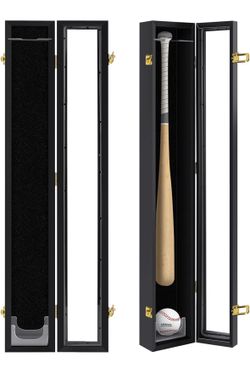 Baseball Bat Display Case Wall Mounted Vertical or Horizontal Wooden Frame w/98% UV Protection - Brand New in Box