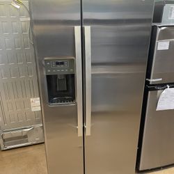 GE 33 inch refrigerator stainless steel side by side