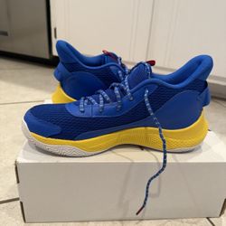 Under Armour Curry 3Z7 Blue and Yellow Basketball Shoe Size 10.5M 12W