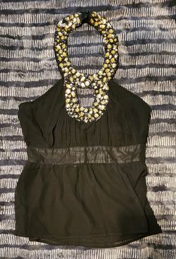 Women's black, embellished halter top, size L